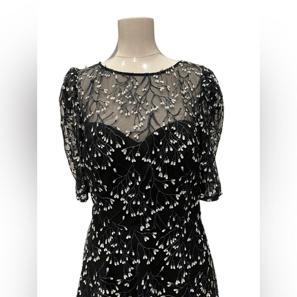 Teri Jon Black and White Floral Midi Dress Size:10 - Picture 2 of 11
